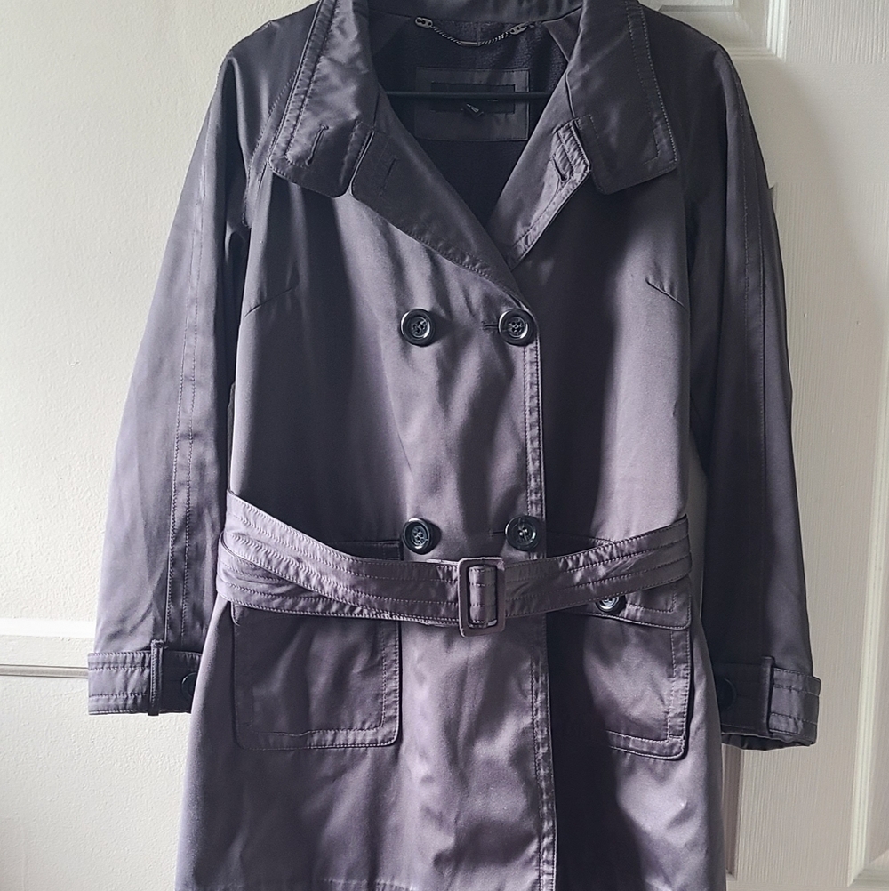 Jones New York Charcoal Double-Breasted Trench Coat
